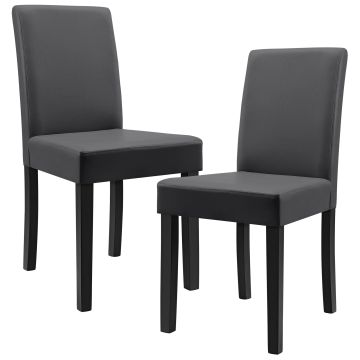 2x sillas tapizadas de cuero sintético Patas de madera gris oscuro [en.casa]® 