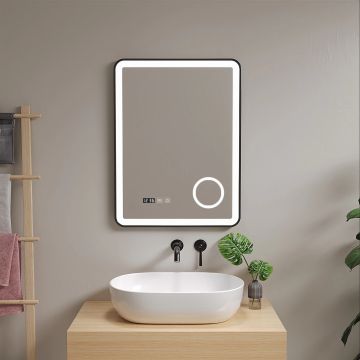 Espejo de pared con LED Pescara para baño IP65 con antivaho y lupa aluminio - En diferentes medidas y colores [pro.tec] 