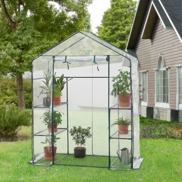 Invernadero de jardín Hoorn acero plástico de PVC 140 x 73 x 195 cm [en.casa]