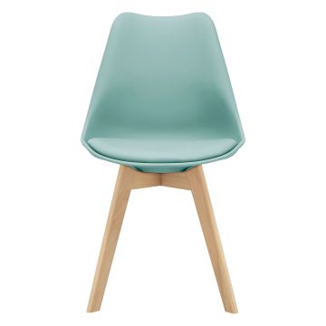 Set de 6x sillas de comedor Fläten estilo escandinavo cuero sintético y  madera de haya 81 x 49 x 57 cm - verde menta [en.casa]
