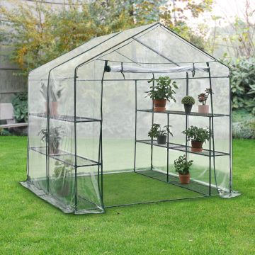 Invernadero de jardín Grünau acero PVC 200x200x220 cm transparente [en.casa]