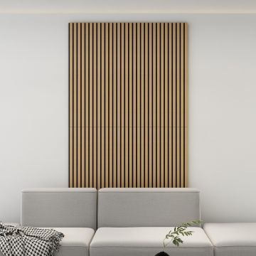Set de 4x paneles de pared Vang acústico en MDF y fieltro 120 x 60 x 2 cm (2,88 m²) - Roble oscuro [NEU.HOLZ]