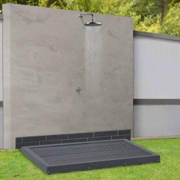 Plato de ducha de jardín Nürtingen Antideslizante  WPC 101 x 63 x 6 cm gris oscuro [en.casa]