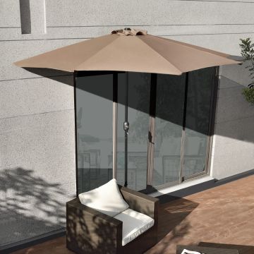 [casa.pro] Sombrilla de media pantalla con manivela beige Ø300cm para jardín, terraza