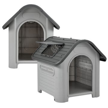 [en.casa] Caseta de plástico - para perros- gris / negro - PVC - de 2 tamaños diferentes