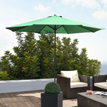 Sombrilla Sonn - 300 x 230 cm - con Manivela para Jardín Patio Terraza Balcón - Repelente al agua - Parasol - Vara de Acero - Verde [casa.pro]®