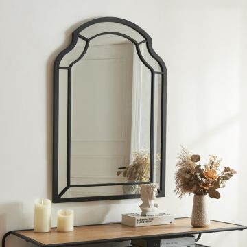 Espejo de pared Puolanka diseño estético MDF 90x60cm - Negro [en.casa] 