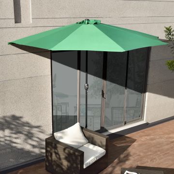 [casa.pro] Sombrilla de media pantalla con manivela verde Ø300cm para jardín, terraza