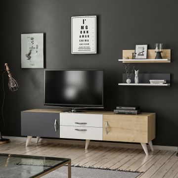  Mueble TV con 2 estantes Hadsten aglomerado 45 x 160 x 31 cm multicolor [en.casa]