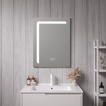 Espejo de pared con LED Chambave para baño IP65 antivaho aluminio 60 x 45 x 3 cm - Plateado [pro.tec] 