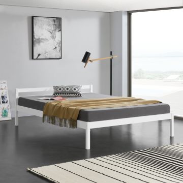 [en.casa]® Marco de cama Doble con listones - de Pino - Somier - 180x200 cm - Blanco