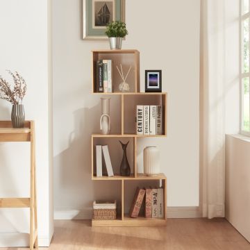 Librería Gullspång en forma de S bambú 130x55x30cm - Natural [en.casa]