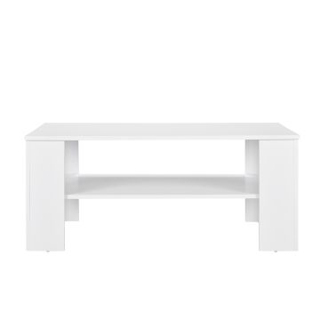 [en.casa] Mesa de centro blanco mate 100 x 60cm mesa de sofá mesa auxiliar con bandeja