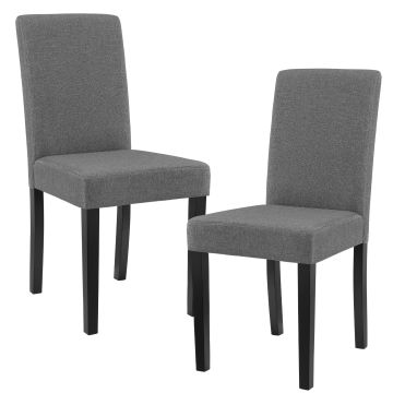 Set de 2 sillas de comedor Den Haag tapizadas textil y madera  90x42x48 Gris oscuro Negro [en.casa] 
