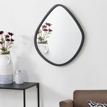Espejo de pared Galatone asimétrico moderno MDF 64 x 60 cm - Negro Mate [en.casa] 