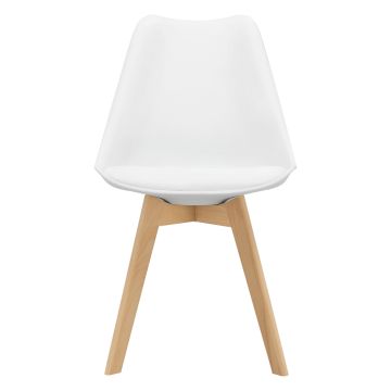 Set de 6x sillas de comedor Fläten estilo escandinavo cuero sintético y  madera de haya 81 x 49 x 57 cm - Blanco [en.casa]