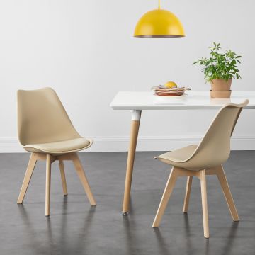 Set de 6x sillas de comedor Fläten estilo escandinavo cuero sintético y  madera de haya 81 x 49 x 57 cm - En diferentes colores [en.casa]