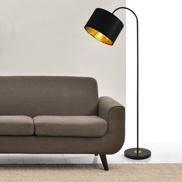Lámpara de pie Toledo - 173 x Ø 35 cm - 1xE27 - Pantalla giratoria - Metal Tela -negro [lux.pro]