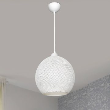 Lámpara colgante Lisburn 1 x E27 20 W metal/cuerda de yute 22 x 22 cm blanco [lux.pro]