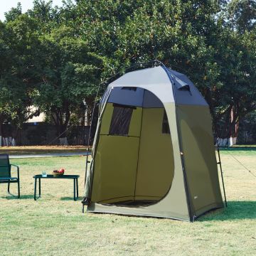 Tienda de ducha Ayas camping desplegable 150x150x200 cm - Verde/Gris [pro.tec]