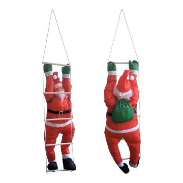 Papá Noel en escalera decoración navideño 165 / 120 cm [lux.pro]