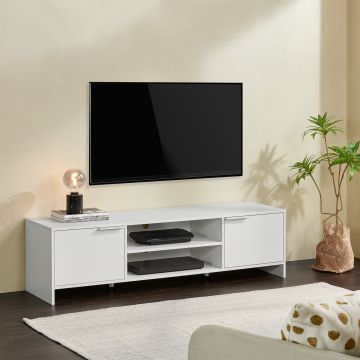Mueble TV Stevns con 2 estantes centrales y 2 puertas aglomerado/acero 40 x 145 x 38 cm - En diferentes colores [en.casa]