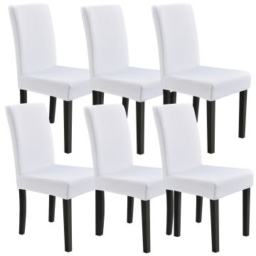 [neu.haus] Set de 6 x funda para silla en color blanco material extensible y elástico para diferentes tamaños de sillas