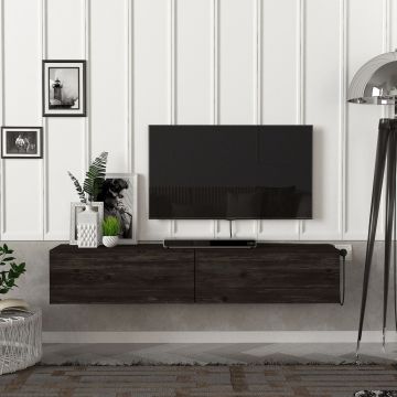 Mueble TV suspendido Toivakka aglomerado 135 x 31 x 25 cm - Roble negro [en.casa]