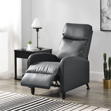 Sillón Relax Elegante - Butaca Reclinable - 102x60x92 cm - Asiento cómodo - Cuero sintético PU - Gris [en.casa]® 