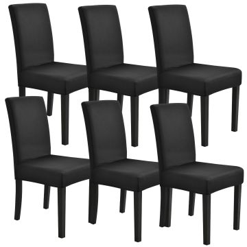 [neu.haus] Set de 6 x funda para silla en color negro material extensible y elástico para diferentes tamaños de sillas
