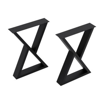 Set de 2 patas de mesa Karvia forma triangular acero en diferentes medidas - Negro [en.casa]