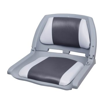 [pro.tec]® Asiento de barco / silla de barco - plegable y tapizado [gris- blanco] piel sintética