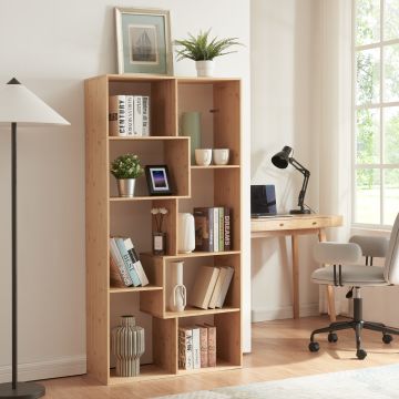 Librería Hå con 8 compartimentos bambú 160x80x30cm - Natural [en.casa]