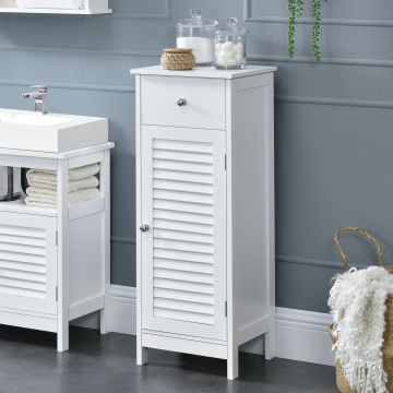 [en.casa] Mueble de baño – 87x30x30cm – con un cajón y compartamiento para almacenar - blanco