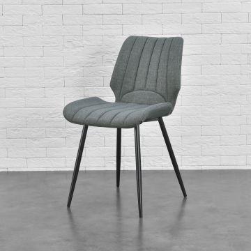 Set de 2x sillas de comedor Pohorje tela y metal 77 x 57,5 x 46 cm  - Gris oscuro [en.casa]