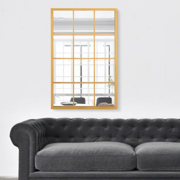 Espejo cuadriculado de pared Cupello con 12 piezas cuadradas MDF 90 x 60 cm - Negro mate o Dorado [en.casa]