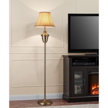 [lux.pro]® Lámpara de pie LED elegante (E27) - Ø 35cm - Lámpara de salón beige / blanco