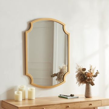 Espejo de pared Aura diseño atractivo MDF 80x55cm - Dorado [en.casa] 