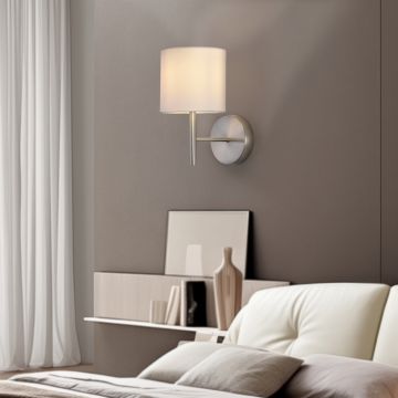 Lámpara de pared Winsford 1x E14 40 W metal-textil 27x21cm - Plateado/Blanco [lux.pro]