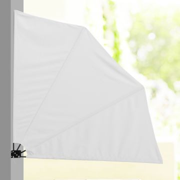 [casa.pro] Toldo lateral para balcón (blanco)(160 x 160 cm) plegable - para proteger y privacidad