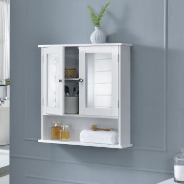 [en.casa] Mueble de pared para el baño – 58x56x13cm - blanco