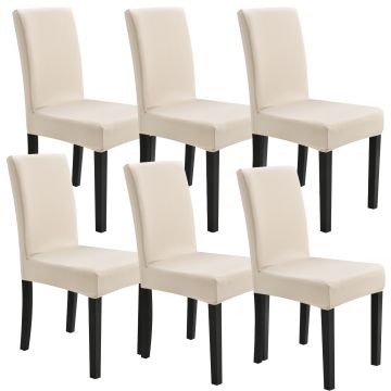 [neu.haus] Set de 6 x funda para silla en color arena material extensible y elástico para diferentes tamaños de sillas