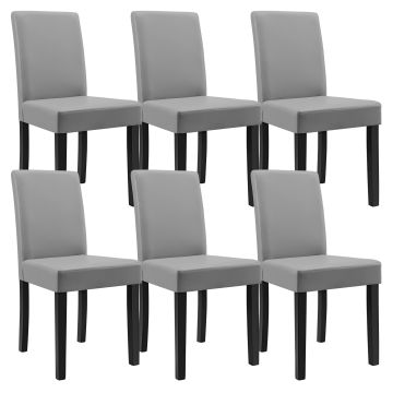 6 x sillas tapizadas de cuero sintético patas de madera 90x42x48 cmgris claro [en.casa]