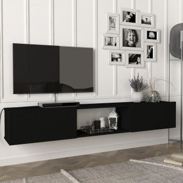 Mueble TV suspendido Paltamo aglomerado 180 x 31 x 30 cm - Negro [en.casa]