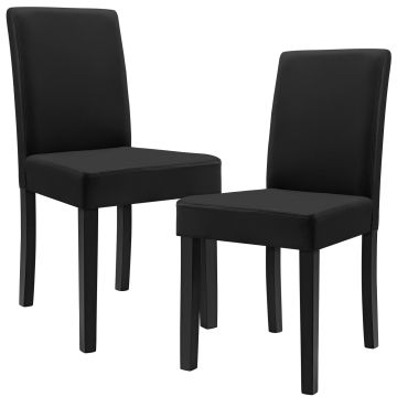 2x sillas tapizadas de cuero sintético Patas de madera negro [en.casa]® 
