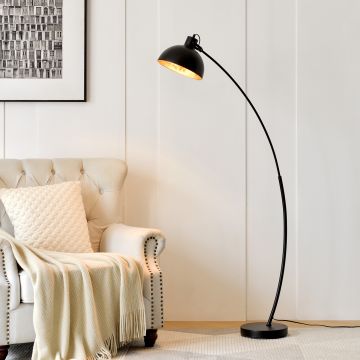 Lámpara de pie Derby pantalla ajustable 1 x E27 altura 160 cm metal negro [lux.pro]
