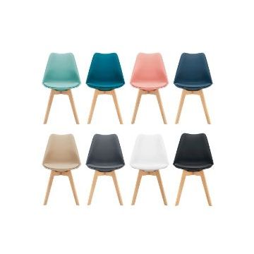 Set de 2x sillas de comedor Fläten estilo escandinavo cuero sintético y  madera de haya 81 x 49 x 57 cm - En diferentes colores [en.casa]