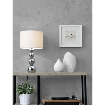 [lux.pro]® Lámpara de mesa moderna (E14) - Cromo, blanco  (43cm x Ø 25cm) para mesa auxiliar - Modelo: Snow