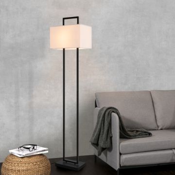 Lámpara de pie Sigdal 1x E27 60W metal textil 165x40x25 cm - Negro/Blanco [lux.pro]