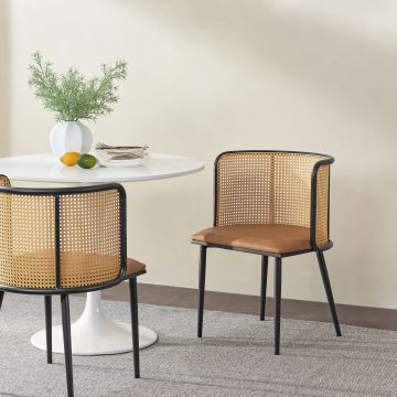 Set de 2 sillas de comedor Flen polipiel ratán 75x52x49cm - En diferentes colores [en.casa]